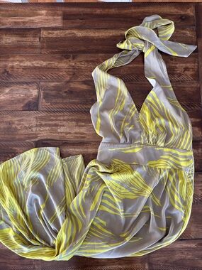 Banana Republic Yellow and Taupe Halter Dress